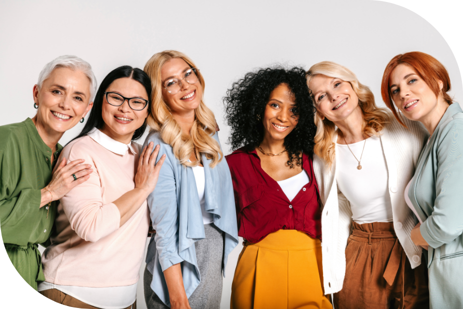 iverse group of women united in the fight against breast cancer, representing the power of early detection through QT imaging.